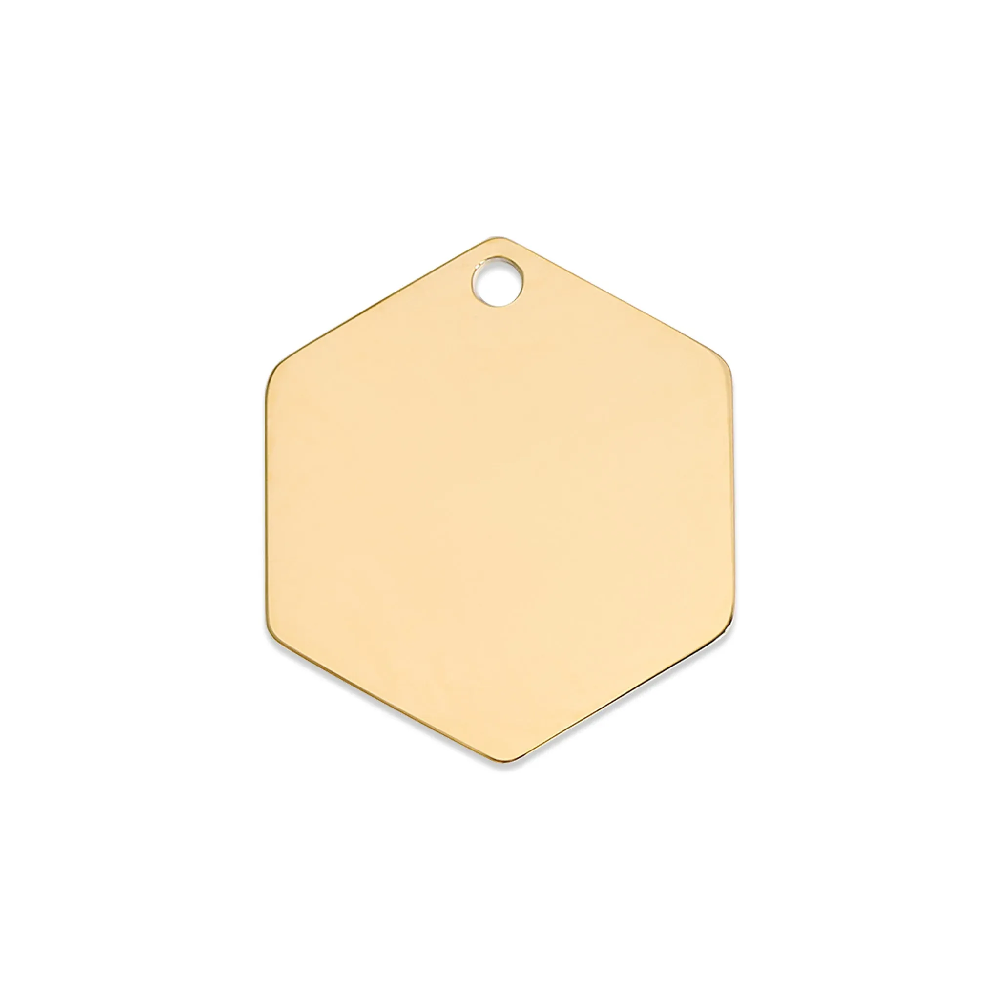 18K Gold PVD Stainless Steel Hexagon Pet Tag / PDL0132