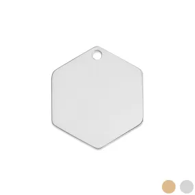 18K Gold PVD Stainless Steel Hexagon Pet Tag / PDL0132