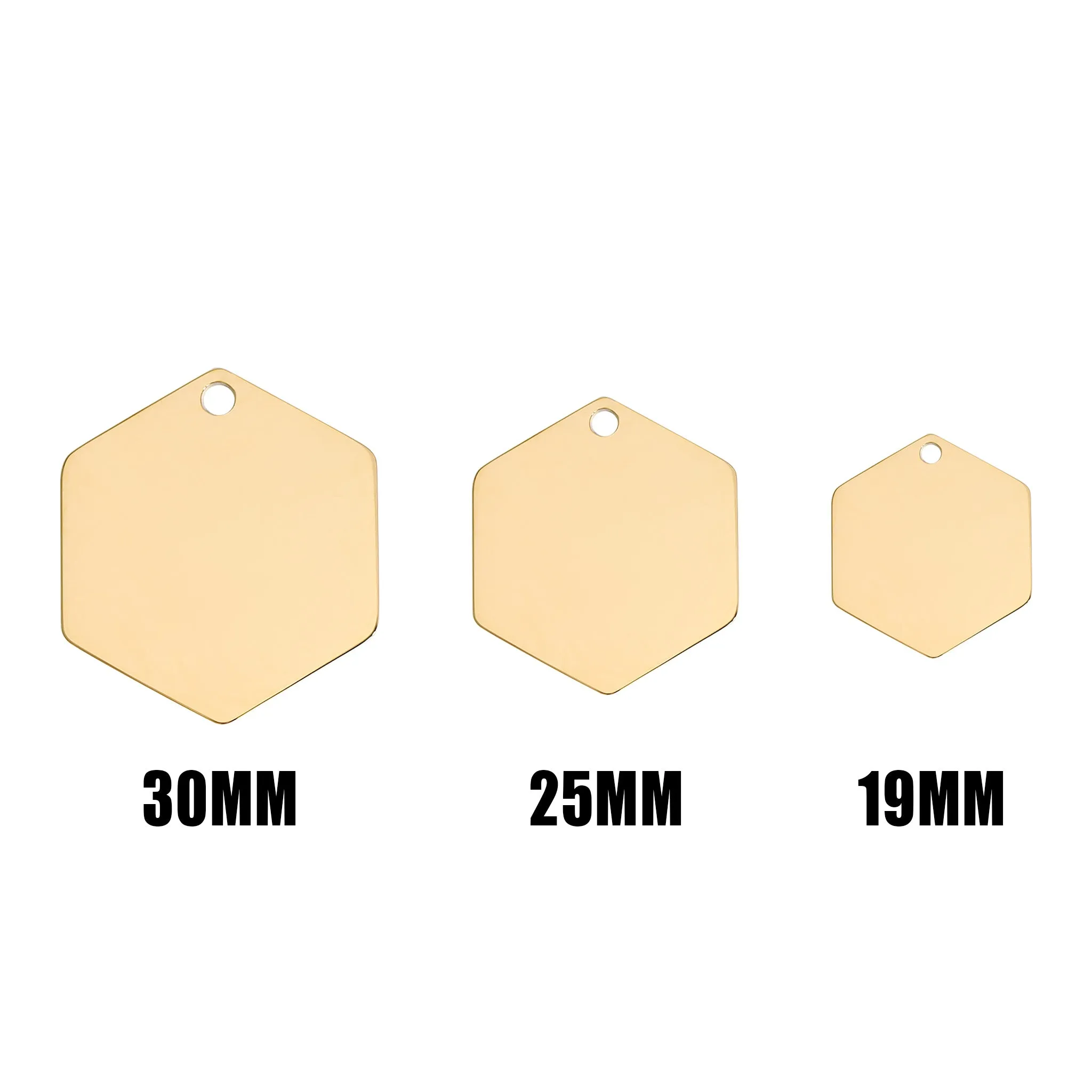 18K Gold PVD Stainless Steel Hexagon Pet Tag / PDL0132