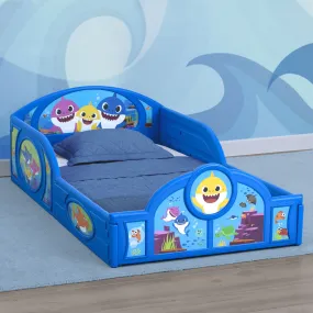 Baby Shark Plastic Sleep and Play Toddler Bed with Attached Guardrails