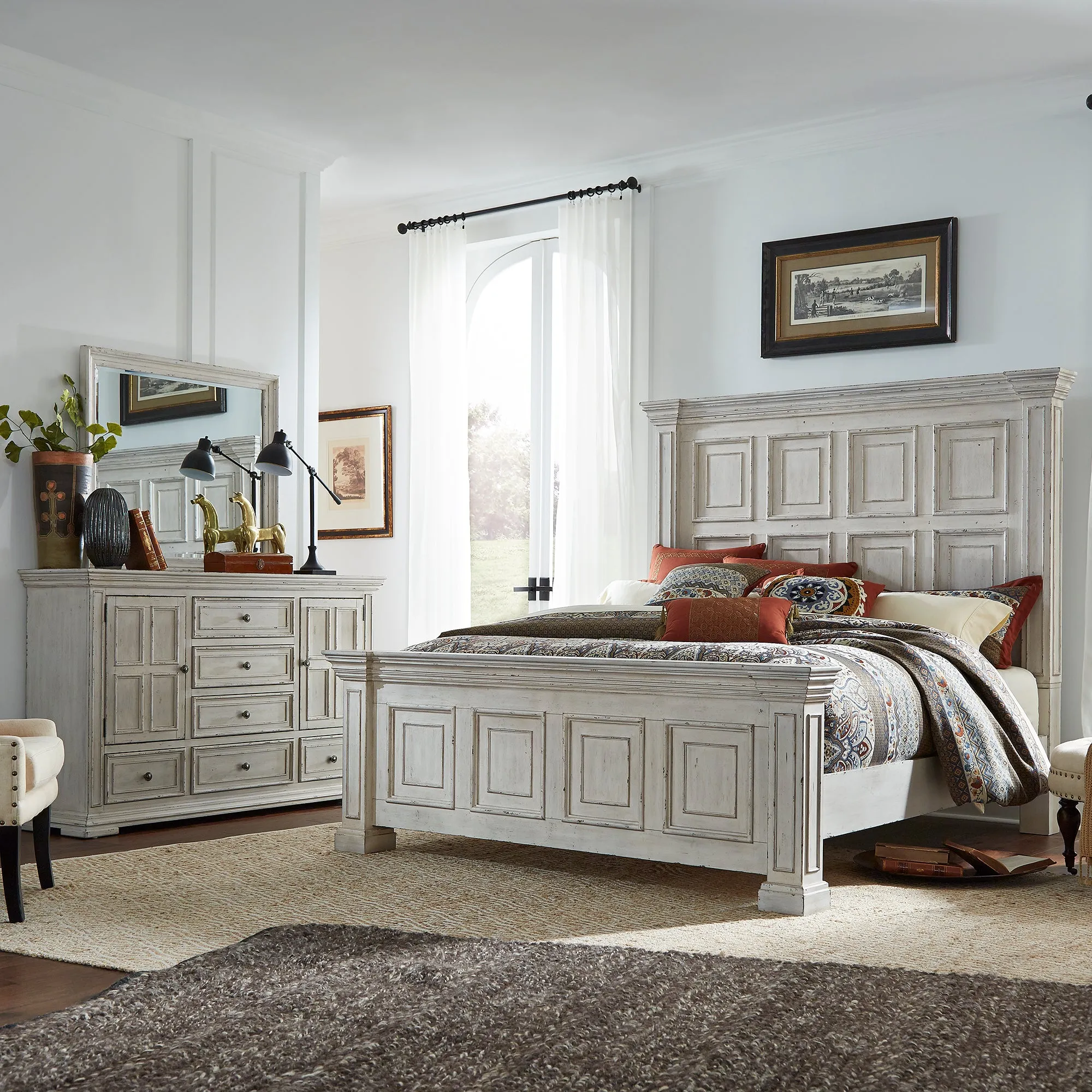 Big Valley 361W-BR-QPBDM Queen Panel Bed, Dresser & Mirror