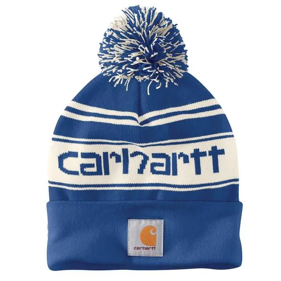 Carhartt Knit Pom-Pom Cuffed Beanie - Glass Blue