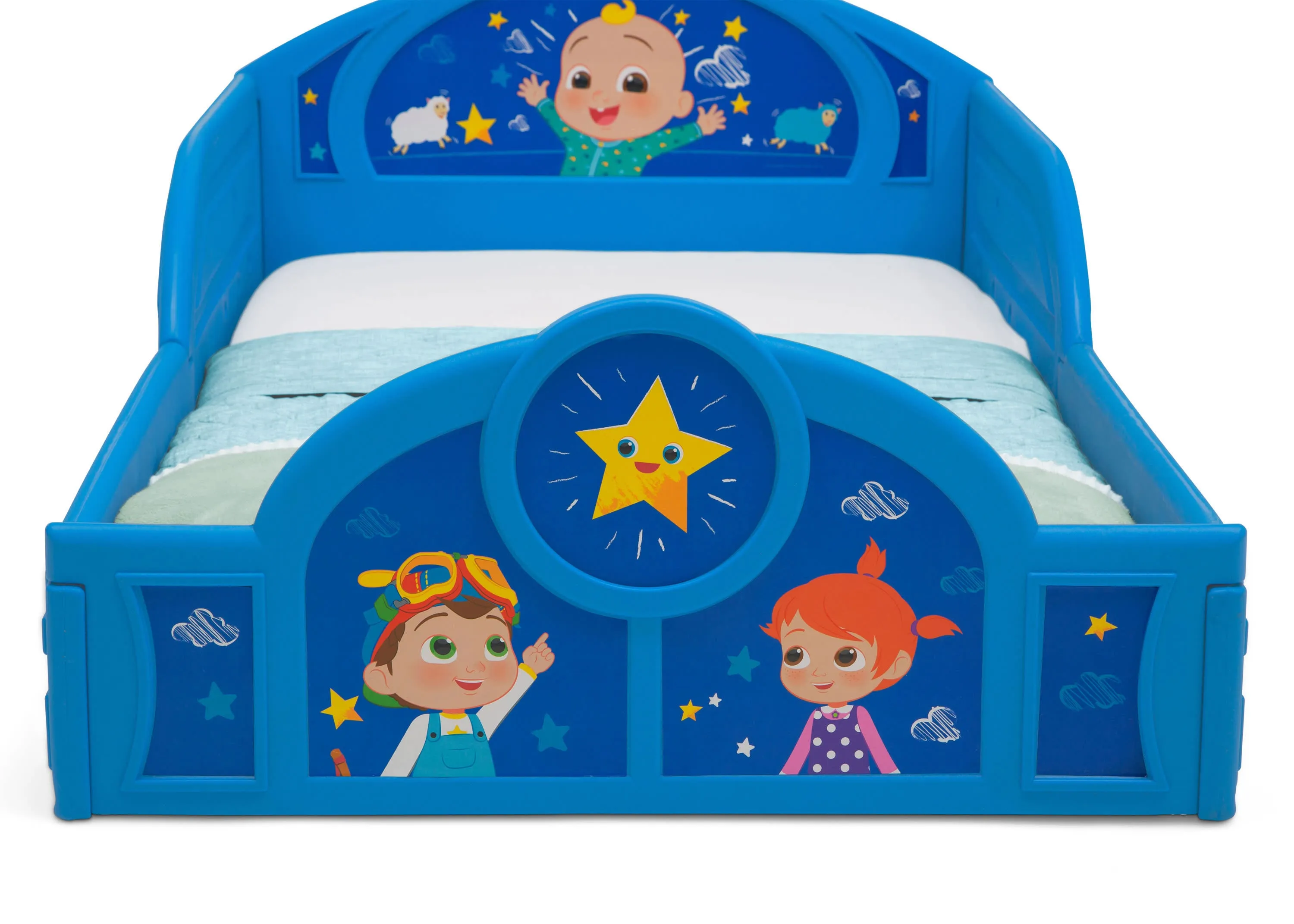 CoComelon Sleep and Play Toddler Bed with Built-In Guardrails