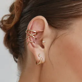 Criss Cross Single Ear Cuff in Gold