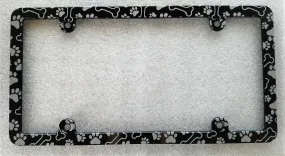 Dog Bones & Paws Slim License Plate Frame