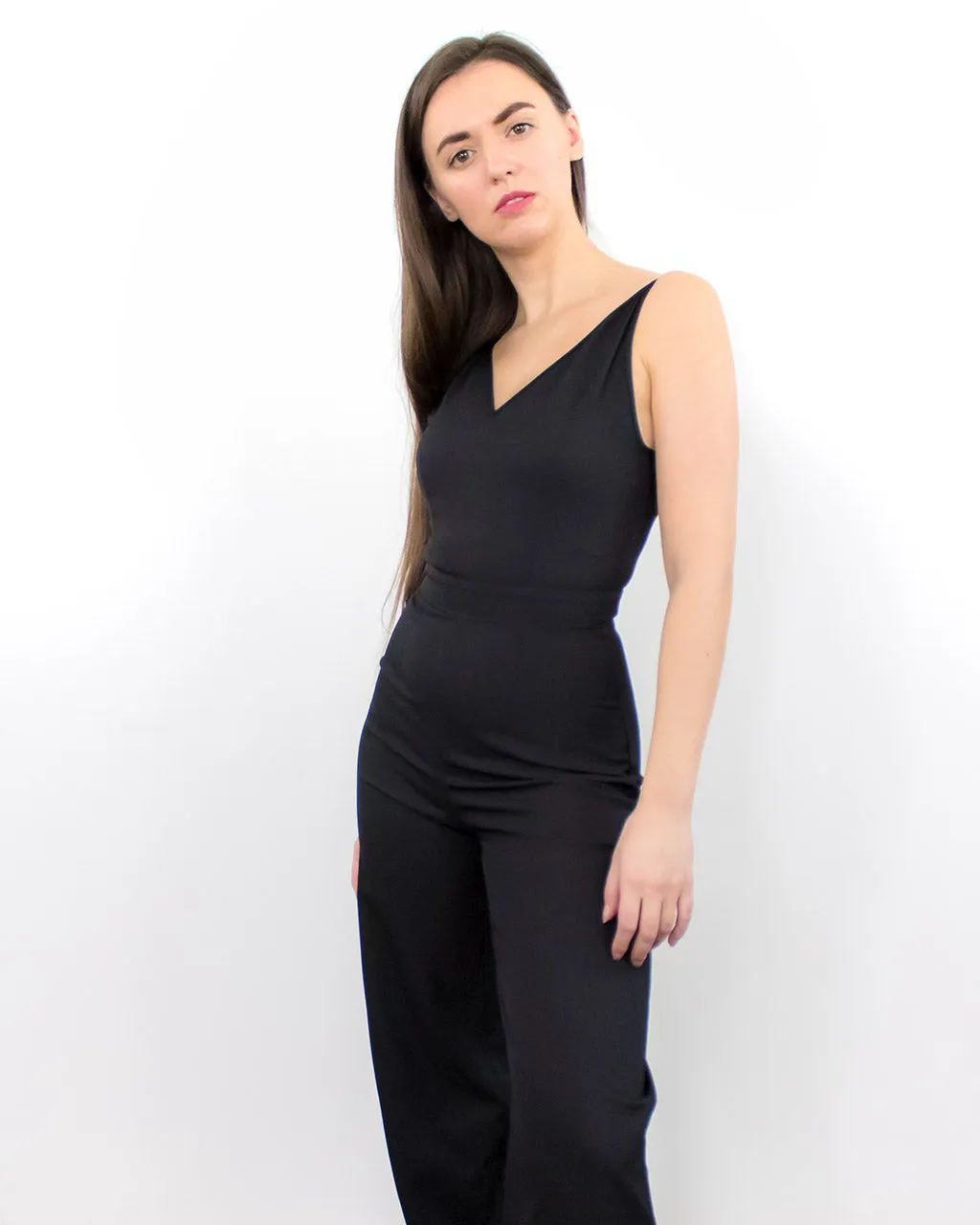 Ena Black Crepe Wide Leg Jumpsuit