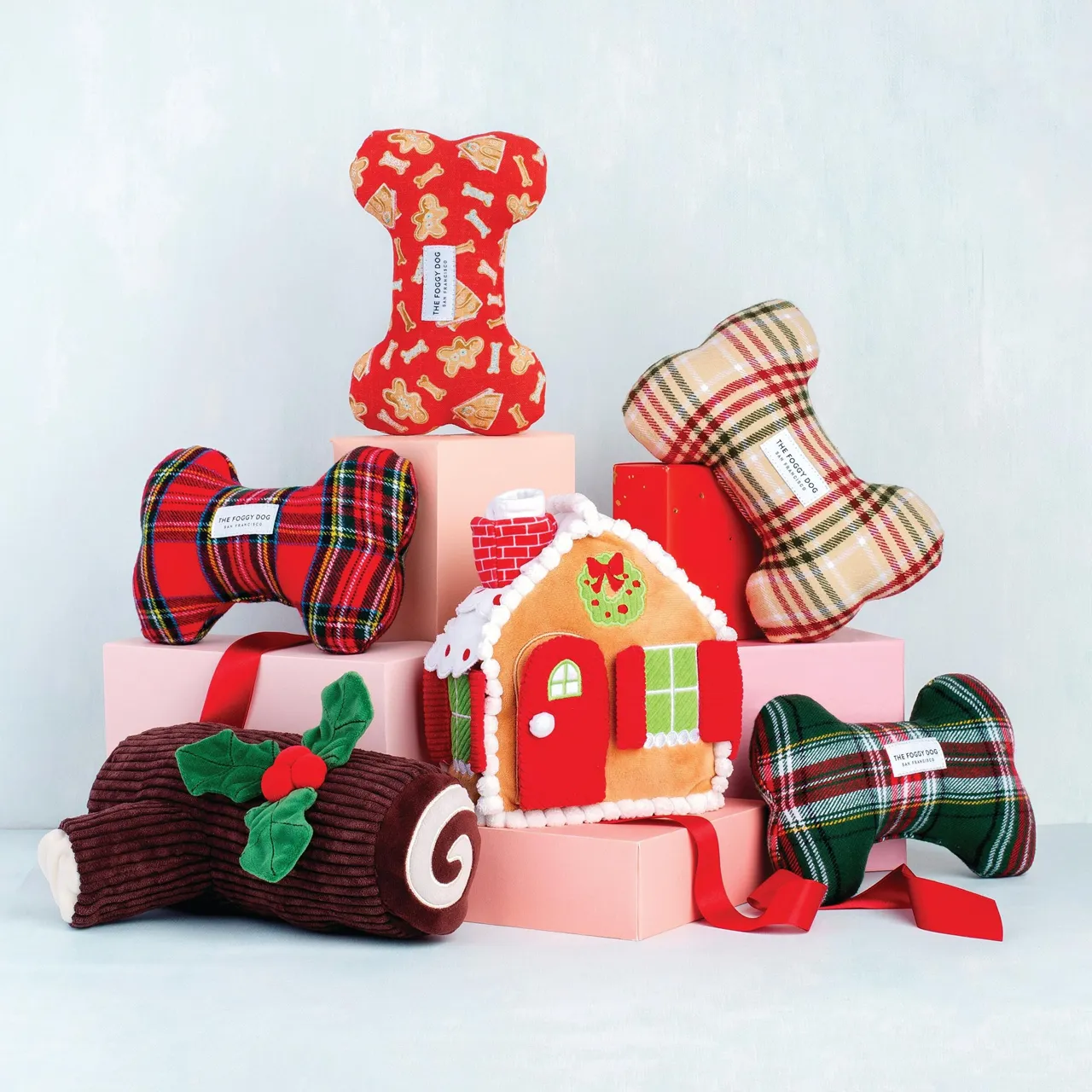 Holiday Squeaky Plush Dog toys, Baking Spirits Bright Holiday