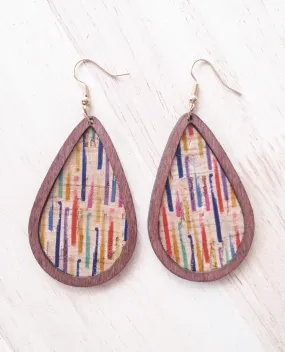 Multicolored Wooden Teardrop Earrings