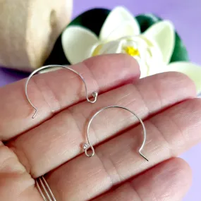 Sterling Silver Ear Hooks 23mm Pair Circle Euro Style Handmade Earring Hooks | SS-012EH